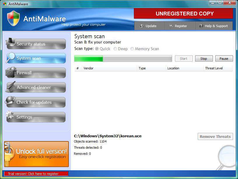 AntiMalware fake scan